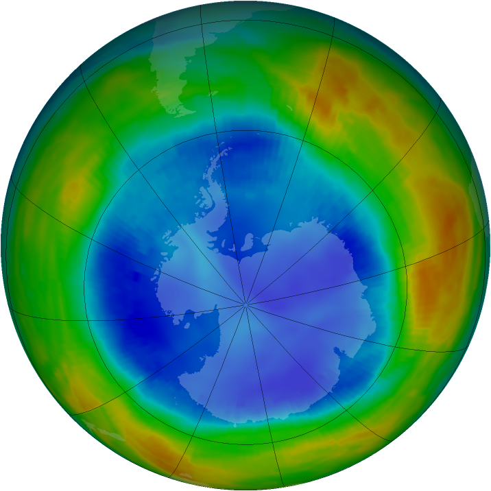 Antarctic ozone map for 18 August 1996